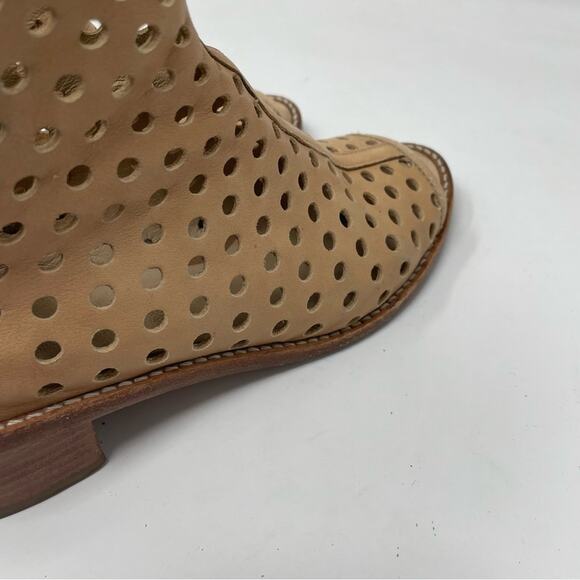 Loeffler Randall Ione Beach Tan Leather Perforated Open Toe Ankle Boots Shoes 6 - Picture 5 of 16